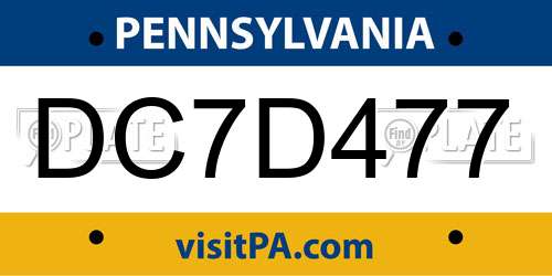 DC7D477 Pennsylvania License Plate