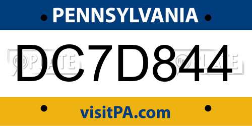 DC7D844 Pennsylvania License Plate