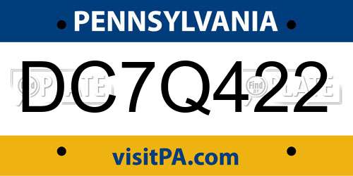 DC7Q422 Pennsylvania License Plate