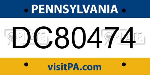 DC80474 Pennsylvania License Plate