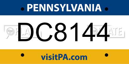 DC8144 Pennsylvania License Plate