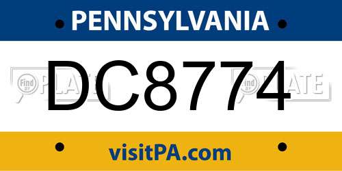 DC8774 Pennsylvania License Plate