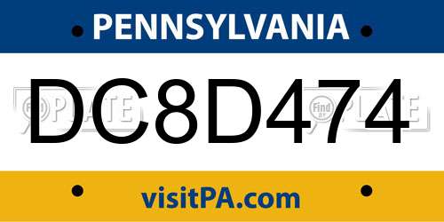 DC8D474 Pennsylvania License Plate