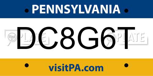 DC8G6T Pennsylvania License Plate