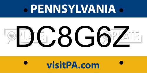 DC8G6Z Pennsylvania License Plate