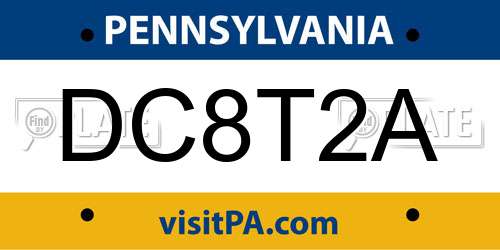 DC8T2A Pennsylvania License Plate