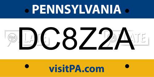 DC8Z2A Pennsylvania License Plate