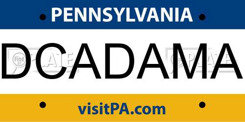 DCADAMA Pennsylvania License Plate
