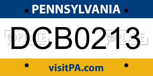 DCB0213 Pennsylvania License Plate