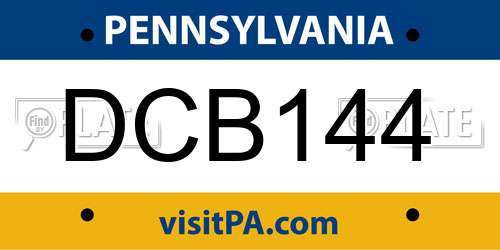DCB144 Pennsylvania License Plate