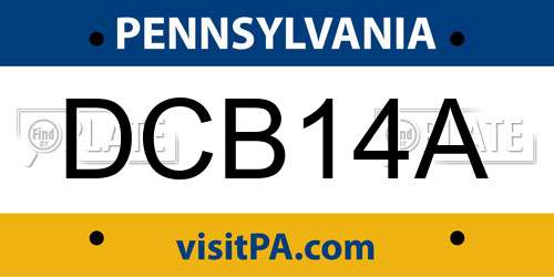 DCB14A Pennsylvania License Plate