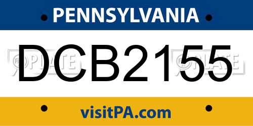 DCB2155 Pennsylvania License Plate