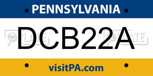 DCB22A Pennsylvania License Plate