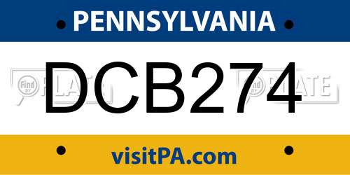 DCB274 Pennsylvania License Plate