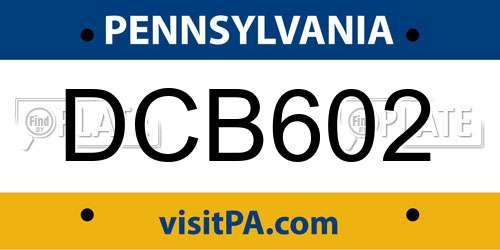 DCB602 Pennsylvania License Plate