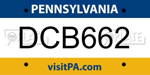 DCB662 Pennsylvania License Plate