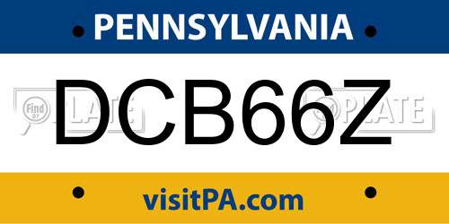 DCB66Z Pennsylvania License Plate