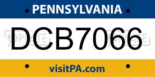 DCB7066 Pennsylvania License Plate