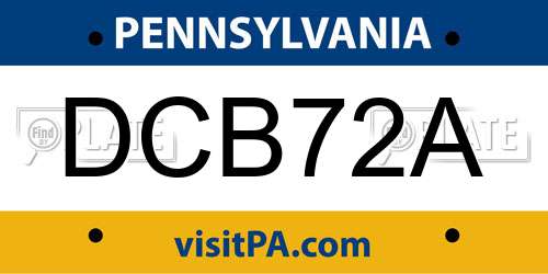 DCB72A Pennsylvania License Plate
