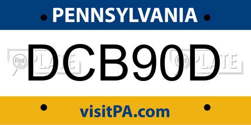 DCB90D Pennsylvania License Plate