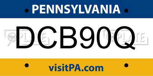 DCB90Q Pennsylvania License Plate