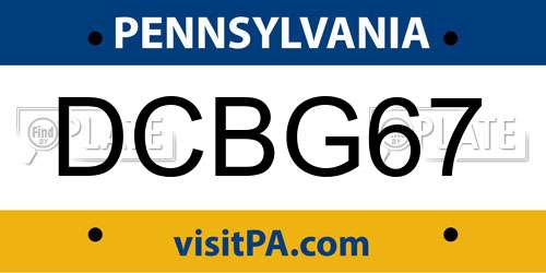 DCBG67 Pennsylvania License Plate
