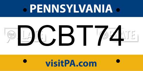 DCBT74 Pennsylvania License Plate