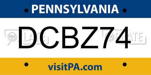 DCBZ74 Pennsylvania License Plate