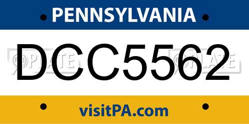 DCC5562 Pennsylvania License Plate