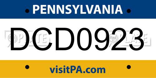 DCD0923 Pennsylvania License Plate