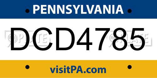 DCD4785 Pennsylvania License Plate