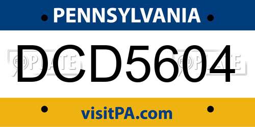DCD5604 Pennsylvania License Plate