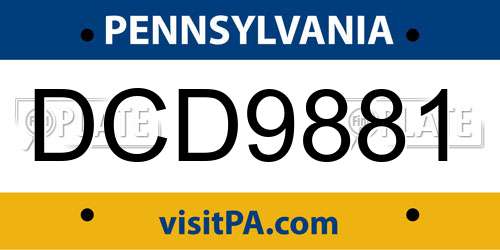 DCD9881 Pennsylvania License Plate