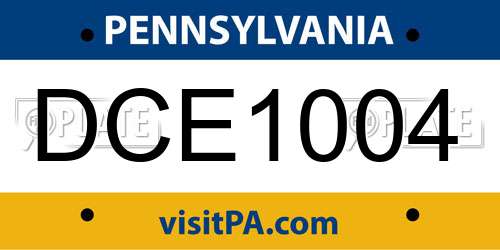 DCE1004 Pennsylvania License Plate