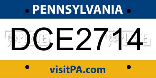 DCE2714 Pennsylvania License Plate