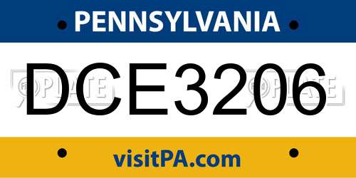 DCE3206 Pennsylvania License Plate