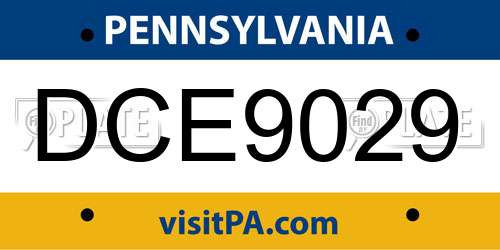 DCE9029 Pennsylvania License Plate