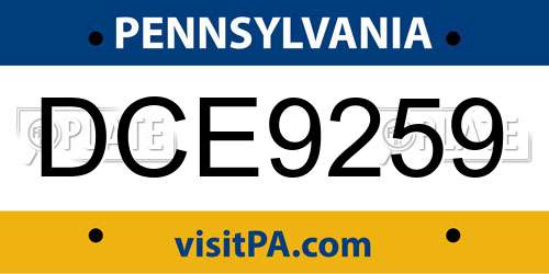 DCE9259 Pennsylvania License Plate