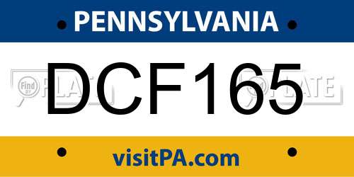 DCF165 Pennsylvania License Plate