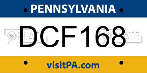 DCF168 Pennsylvania License Plate
