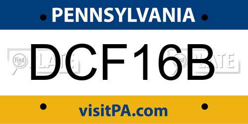 DCF16B Pennsylvania License Plate