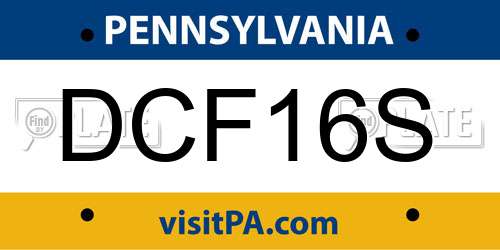 DCF16S Pennsylvania License Plate