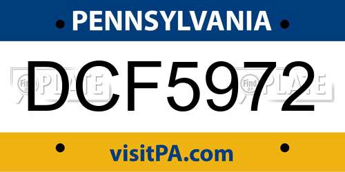 DCF5972 Pennsylvania License Plate