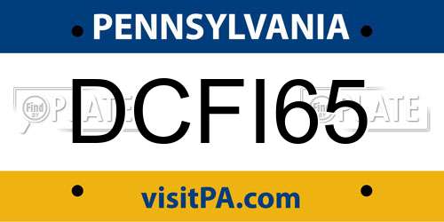 DCFI65 Pennsylvania License Plate