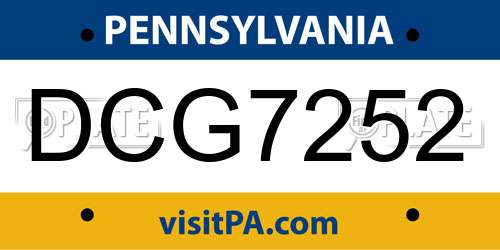 DCG7252 Pennsylvania License Plate