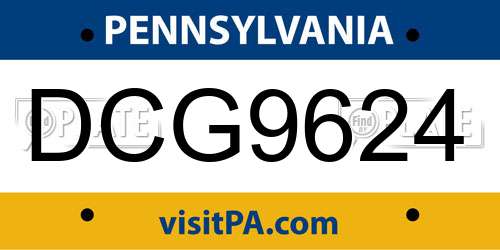 DCG9624 Pennsylvania License Plate