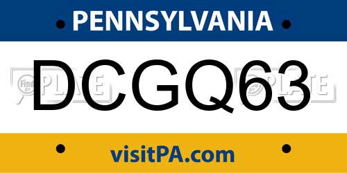 DCGQ63 Pennsylvania License Plate