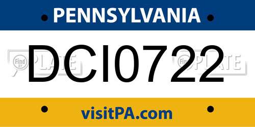 DCI0722 Pennsylvania License Plate