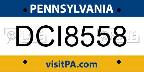 DCI8558 Pennsylvania License Plate