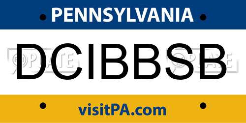 DCIBBSB Pennsylvania License Plate